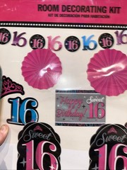 16th Birthday Room Decorating Kit 10 Pieces Party Supply