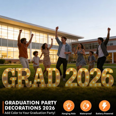 2026 Graduation Decorations – 8 LED Marquee Light-Up Letters,Grad 2026″ for Pres