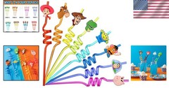Toy Theme Reusable Drinking Straws Kids Party Supplies 24pcs Game Favors