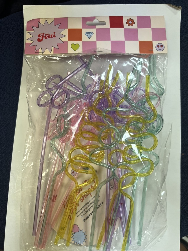 xo Fetti Pastel Reusable Straw Set – 20 pc | Rainbow Birthday Party Theme new