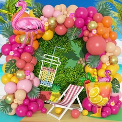 178Pcs Tropical Balloons Arch Garland Kit, Luau Tropical Party Decorations wi…