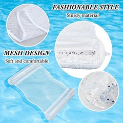 Pool Float Hammock Inflatable Water Glitter 4-in-1 Multi-Purpose Inflatable S…