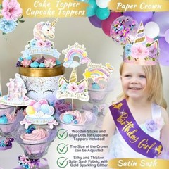 245 Pieces Unicorn Birthday Decorations for Girls Kit, All-in-1 Party Supplie…