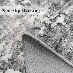 Washable 2X10 Kitchen Area Rug: Entryway 2′ x 10′ (Rectangular), Black/Grey