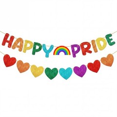 Pre-strung Happy Pride Banner, LGBTQ+ Sign Rainbow Party Decoration Pride Mon…