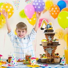 Construction Birthday Decorations 3 Tier Construction Theme Cupcake Stand Car…