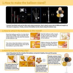 4 Sets Black Brown Gold Cheetach Print Balloons Stand Kit for Table | Black and