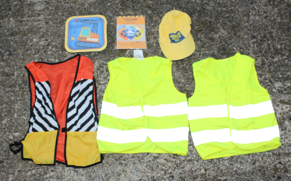Construction Zone Party Plates Balloons Hat Vests Worker Ikea Gymboree Cute Lot