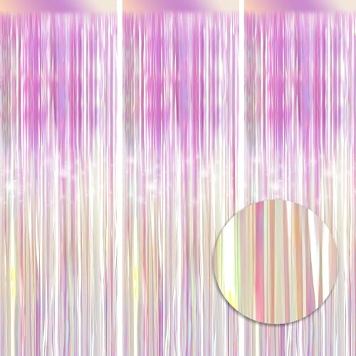 Multicolor Tinsel Streamers 3 Pack Foil Curtains Metallic Fringe Multi Color
