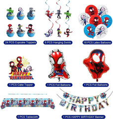 Spidey Themed Birthday Party Decorations Set Banner Balloons Tableware Kit