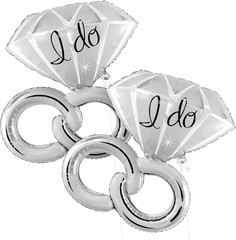 2Pcs Diamond Ring Balloons – 26 Inch | Wedding Ring Balloon for Bridal Shower De