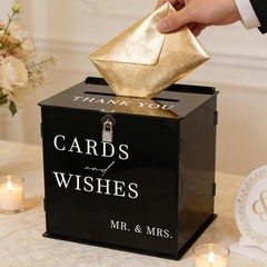 SOFARKKT Black Acrylic Card Box with Slot & Lock, DIY Large Wedding