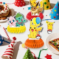Pokemon 3D Double Side Pikachu Honeycomb Centerpieces Kids Birthday Party Decor