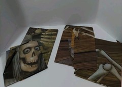 Vtg Halloween Decorations Scene Setters Coffin Creatures Giant Plastic Skeleton