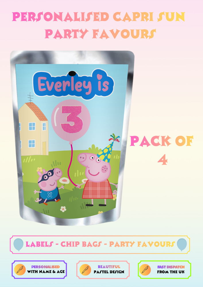 Personalised Peppa Pig Capri Sun Labels Birthday Party Decorations UK