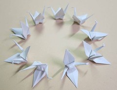10x Large Handmade Origami White Peace Cranes, Scrapbooking, Wedding Favour Gift