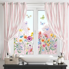 9 Sheets Spring Summer Wildflower Window Clings Floral Butterfly Window Stickers