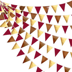Red Party Decorations Triangle Pennant Banner Flag Dark Red Metallic Fabric Bunt