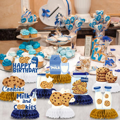 Milk Cookies Birthday Decorations – 9 Pcs Milk and Cookie 1St Birthday Honeycomb