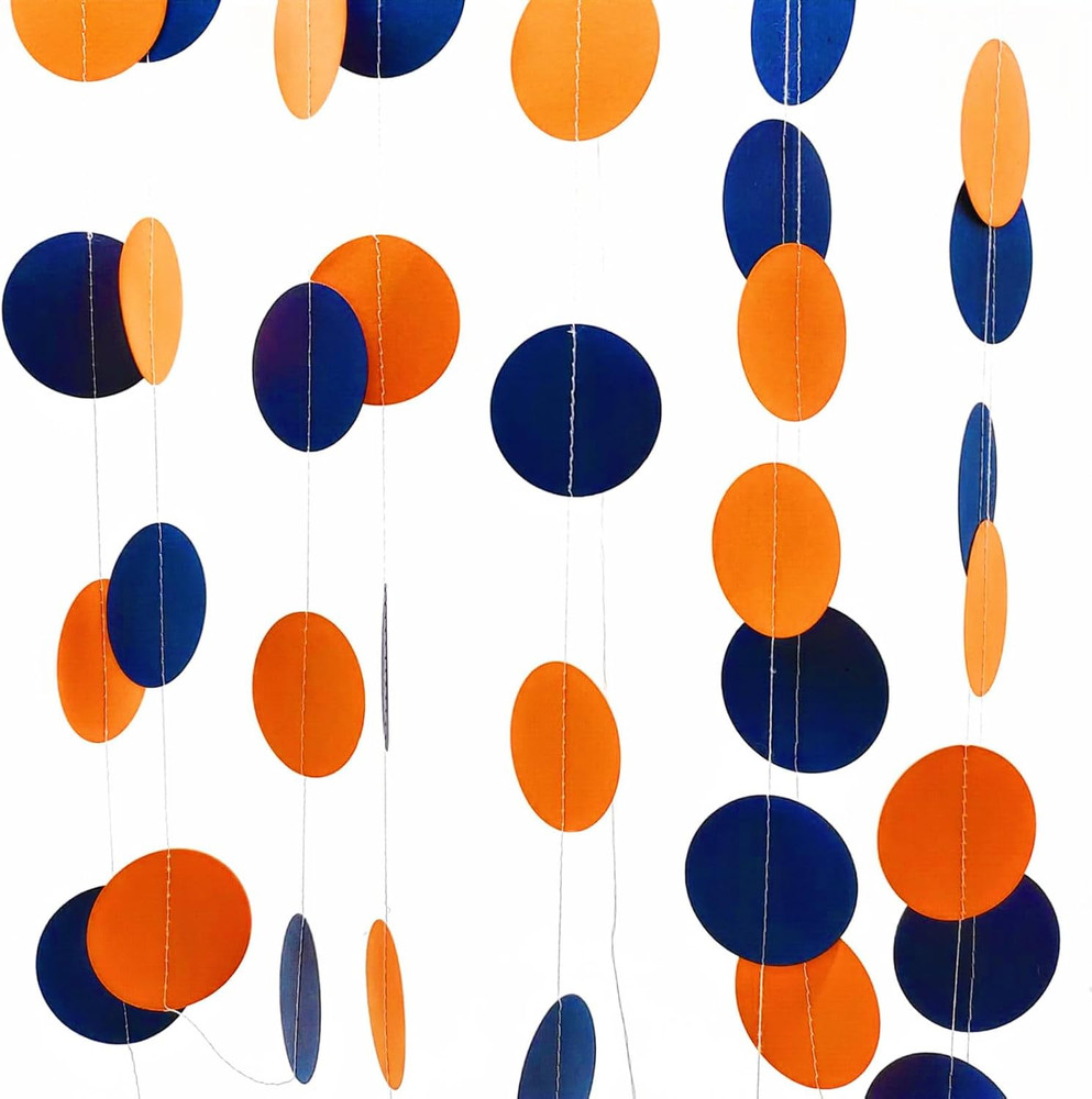 Orange Blue Circle Dots Party Garland Banner Decoration Polka Dots Paper Streame
