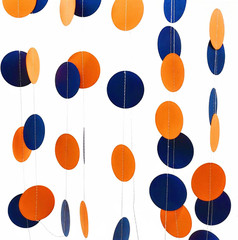 Orange Blue Circle Dots Party Garland Banner Decoration Polka Dots Paper Streame
