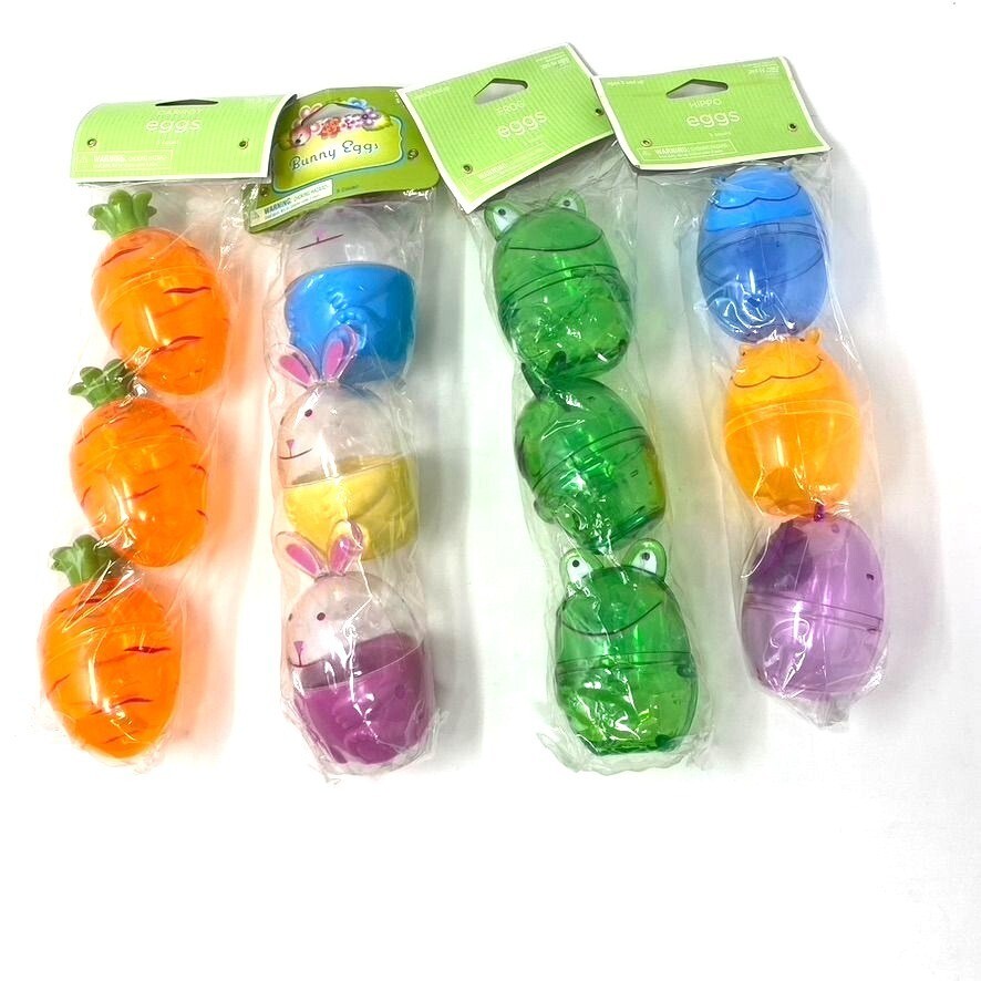 Easter Large Plastic Fillable Eggs Carrot Bunny Frog Hippo Various