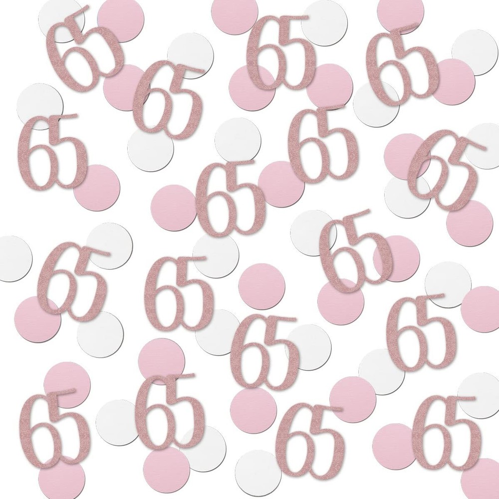 Rose Gold 65 Confetti, 65th Glitter Birthday Number Confetti, 200pcs Annivers…