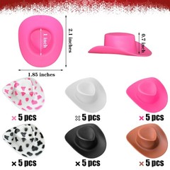 30 Pcs Multi Colors Plastic Mini Western Cowboy Cowgirl Hats
