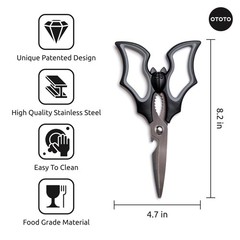 OTOTO Elizabat Kitchen Scissors Fun Bat Design Cutting Tool Novelty Gadget Gift