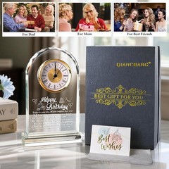 Happy Birthday Crystal Plaque with Clock – Perfect Gift for Loved Ones NEW