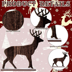 4 Pcs Summer Christmas Table Decorations Wooden Christmas in July Pine Tree Rein