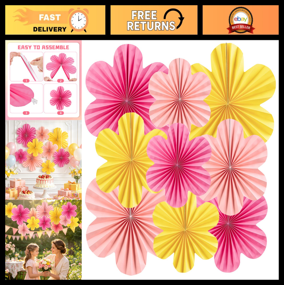 Colorful Paper Flower Decorations – Wall Decor, Floral Backdrop, Hanging Fans, C