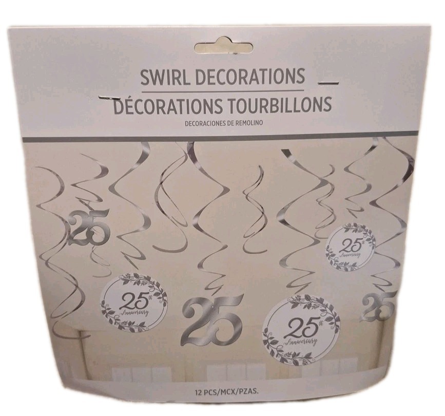25TH ANNIVERSARY WEDDING SWIRL DECORATIONS (C12)