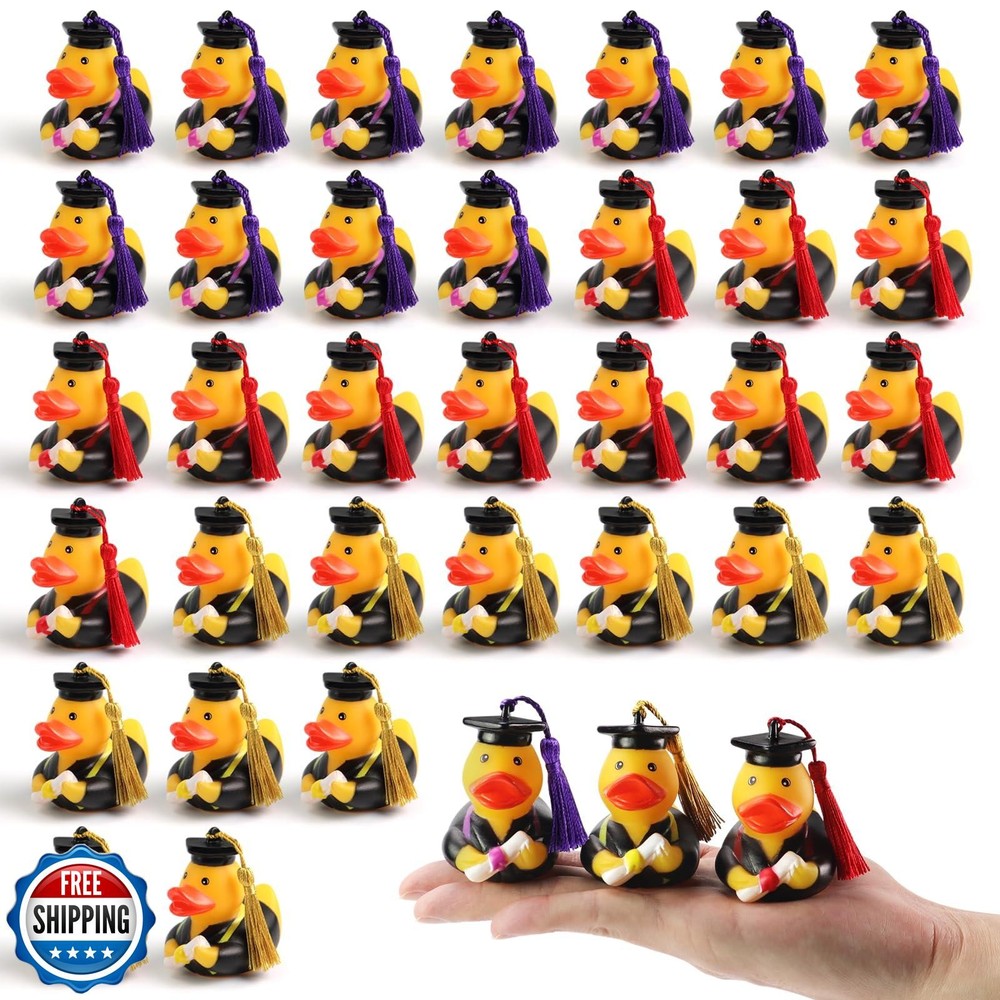 Graduation Ducks Class of 2025 – 36Pc Rubber Ducks with Grad Cap Diploma,Coll