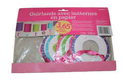 First Birthday Girl Paper Lantern Garland Pink Purple Green Blue 1 Piece 12 Feet