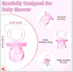 Mini Acrylic 45 Pc Pacifiers for Baby Shower 0.86 Inch Bulk Pacifiers for Gender