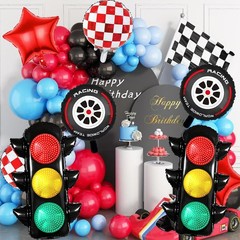 Traffic Light Balloons for Race Car Party Decoration, Red and White Check Bal…