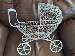 Large White Metal Carriage Stroller Centerpiece Room Decoration Baby Shower more