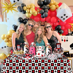81Pcs Casino Party Decorations – Poker Party Tableware Set Includes Poker Themed