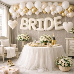 Bride Balloon Decoration Set White and Gold Party Balloons Bachelorette Party…