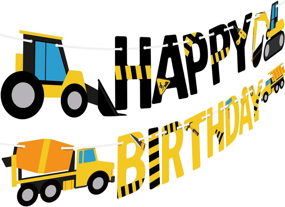 Happy Birthday Banner Construction Party Decorations Construction Birthday Party