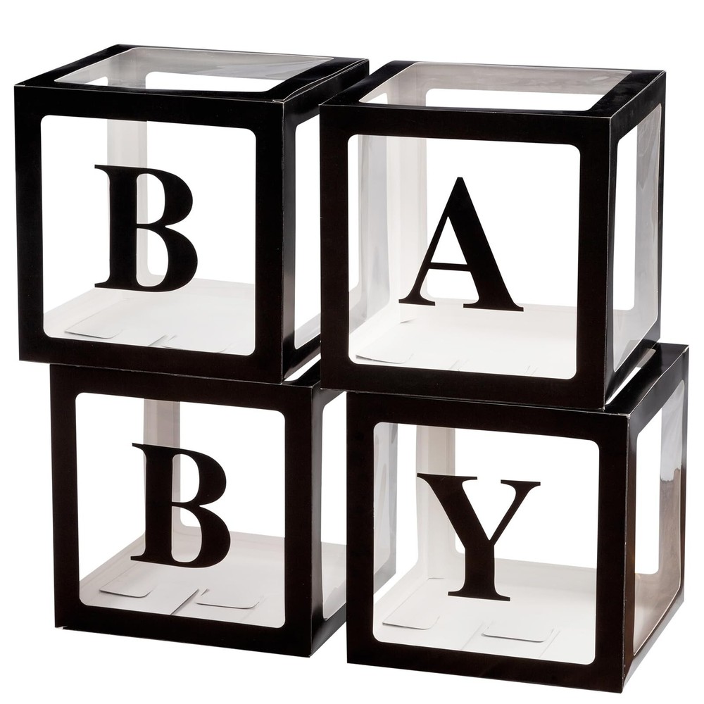 Baby Boxes with Letters for Baby Shower, Baby Shower Decorations with 4 Ballo…