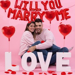 16 Inches Red ‘WILL YOU MARRY ME’ Proposal Letter Balloons with 1000 Rose Pet…