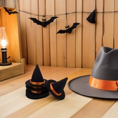 16Pcs Mini Black Felt Witch Hats Durable Halloween Bottle Topper Party Decor