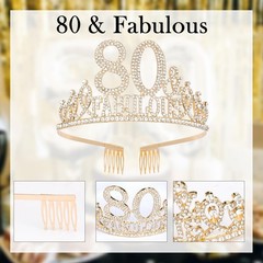 Gold 80th Birthday Tiara & Sash Set, Happy – Fabulous Decorations