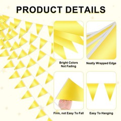 4-Pack 10m/32.8FT Triangle Pennant Banner Flag Metallic Fabric Bunting Party …
