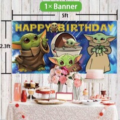 Baby Yoda Party Supplies Backdrop Banner Background Party Decorations 5x3ft