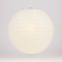 4″ Beige / Ivory Round Paper Lantern, Even Ribbing, Hanging Decoration (10 Pack)