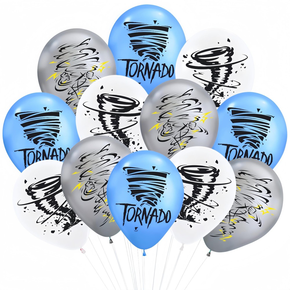 30Pcs Nado 2nd Decorations for Boys/Blue Silver White Tornado Balloons for Ye…
