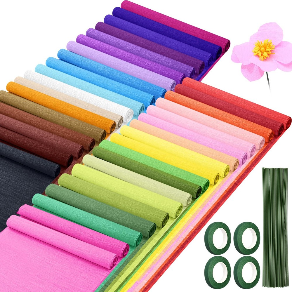 36 Pack Crepe Paper Rolls 8.2ft Long 10 Inch Wide Colourful Crepe Paper Strea…